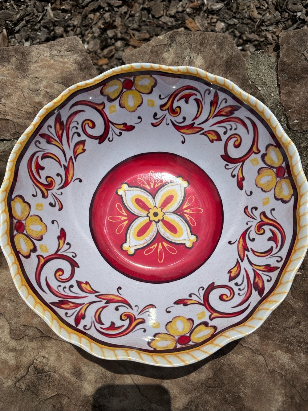 Red and Yellow Decorative Plastic Resin Bowl